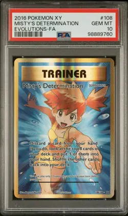PSA 10 108/108 Pokemon Trainer Misty's Determination Evolutions 2016 - Image 1