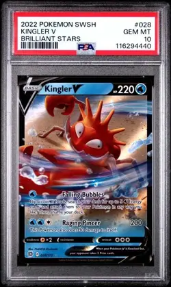 2022 POKEMON SWORD & SHIELD BRILLIANT STARS #028 KINGLER V PSA 10 GEM MINT - Image 1