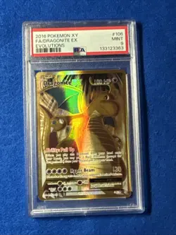 2016 POKEMON XY EVOLUTIONS 106/108 DRAGONITE EX FA PSA 9 MINT - Image 1
