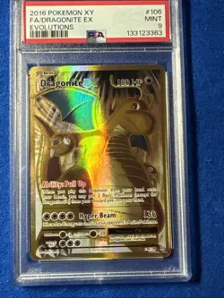 2016 POKEMON XY EVOLUTIONS 106/108 DRAGONITE EX FA PSA 9 MINT - Image 2