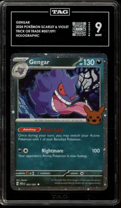 Pokemon Gengar 2024 Trick or Trade Holo #057 TAG 9 Mint - Image 1