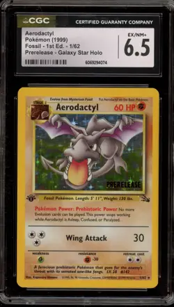 Pokemon Aerodactyl Fossil 1st Edition Prerelease Holo Rare Promo #1 CGC 6.5 - Image 1