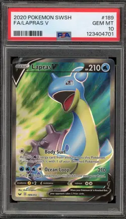 Pokemon Lapras V Sword & Shield Full Art #189 PSA 10 Gem Mint - Image 1