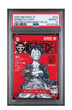 2025 ONE PIECE MAGAZINE VOL 20 ST21 014 MONKEY D LUFFY JAPANES PROMO PSA 10 - Image 1