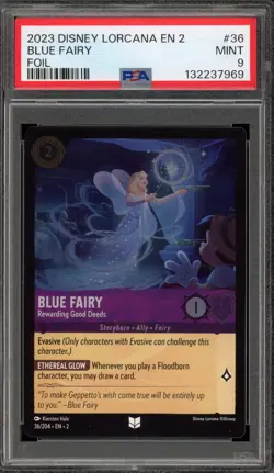 Disney Lorcana Blue Fairy Rewarding Good Deeds Floodborn Cold Foil #36 PSA 9 - Image 1