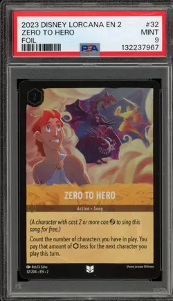 Disney Lorcana Zero To Hero Rise of the Floodborn Cold Foil #32 PSA 9 Mint - Image 1