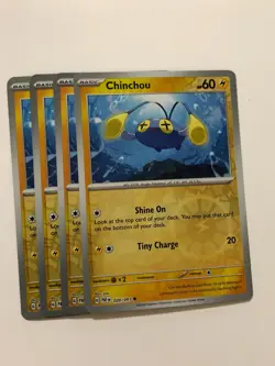 Pokemon Card Paldean Fates 4x Playset Reverse Holographic Chinchou 020/091 NM - Image 1