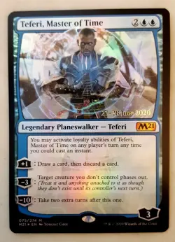 1x Teferi, Master of Time Prerelease Promo FOIL (075) Core Set 2021 M21 MTG NM - Image 1