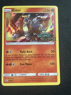 Entei - SM219 - Pokemon TCG - BLACK STAR PROMO - Prerelease Stamped - NM - Image 1