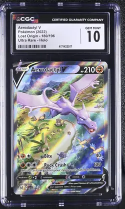 2022 POKEMON LOST ORIGIN ALTERNATE FULL ART AERODACTYL V CGC 10 - Image 1