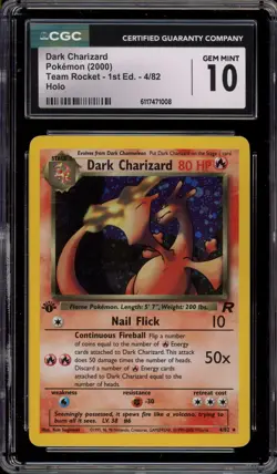 Pokemon Dark Charizard Team Rocket 1st Edition Holo Rare #4 CGC 10 Gem Mint - Image 1