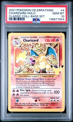 Pokemon TCG Charizard 4/102 Celebrations Classic Collection PSA 10 - Image 1