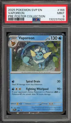 Pokemon Vaporeon Prismatic Evolutions Poster Coll. Holo Promo SVP EN 168 PSA 9 - Image 1