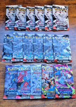 Pokemon TCG Booster Packs Mixed 17 PACK LOT Black White Prismatic Mega 171626 - Image 1