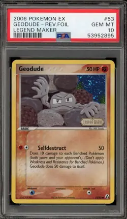 Pokemon Geodude EX Legend Maker Reverse Holo #53 PSA 10 Gem Mint - Image 1