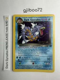 Pokemon Dark Gyarados 8/82 WotC Team Rocket Prerelease Holo Rare Promo NM - Image 1