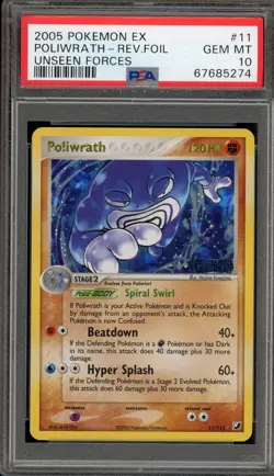 Pokemon Poliwrath EX Unseen Forces Reverse Holo Rare #11 PSA 10 Gem Mint - Image 1