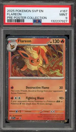 Pokemon Flareon Prismatic Evolutions Poster Coll. Holo Promo SVP 167 PSA 9 Mint - Image 1