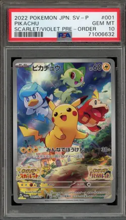 Pokemon Pikachu Scarlet & Violet Pre-Order Japanese Promo 001/SV-P PSA 10 - Image 1