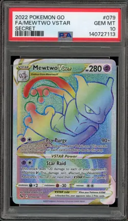 Pokemon Mewtwo VSTAR Pokemon Go Secret Rare Full Art #079 PSA 10 Gem Mint - Image 1