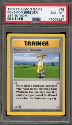 Pokemon Breeder Base Set Shadowless 1st Edition Rare #76 PSA 8 - Image 1