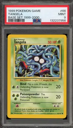 Pokemon Tangela Base Set "4th Print" 1999-2000 #66 PSA 9 Mint - Image 1