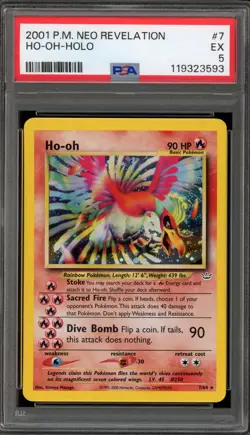 Pokemon Ho-Oh Neo Revelation Unlimited Holo Rare #7 PSA 5 - Image 1