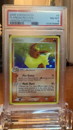 2005 POKEMON EX UNSEEN FORCES 5 FLAREON-REVERSE FOIL - Image 1