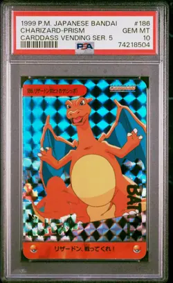 PSA 10 CHARIZARD PRISM 1999 POKEMON JAPANESE BANDAI CARDDASS VENDING SER. 5 #186 - Image 1