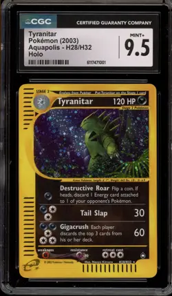 Pokemon Tyranitar Aquapolis Holo Rare #H28 CGC 9.5 - Image 1