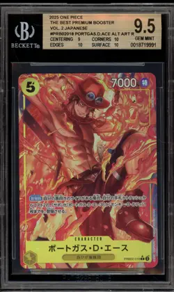One Piece CCG Portgas.D.Ace Premium Booster Vol. 2 Japanese PRB02-018 BGS 9.5 - Image 1