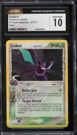 CGC 10 Crobat Holo Rare EX Delta Species 2005 Pokemon Card #2 - Image 1