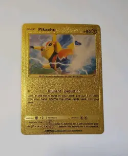 Pokemon Pikachu Brilliant Deduction 90HP Gold Foil Card Fan Art 076/073 - Image 1
