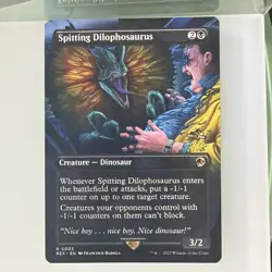 Spitting Dilophosaurus Borderless #0003 | Jurassic ParkWorld Collection | MTG - Image 1