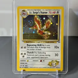 Pokemon TCG Lt. Surge's Fearow Holo Rare Card 7/132 Gym Heroes Series - Image 1