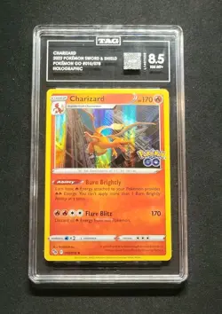 Pokemon Go Charizard Holo Rare TCG 010/078 Pokemon TAG 8.5 #010 Holographic - Image 1