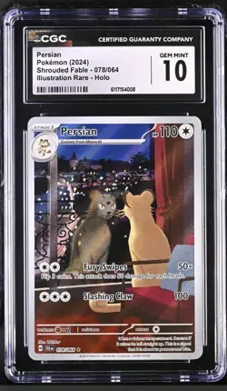 CGC 10 Persian 078/064 Illustration Rare - Shrouded Fable - Pokemon - Image 3