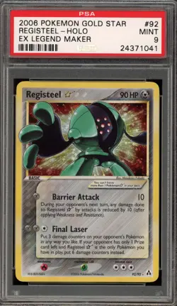 Pokemon Registeel Gold Star EX Legend Maker Holo Ultra Rare #92 PSA 9 Mint - Image 1