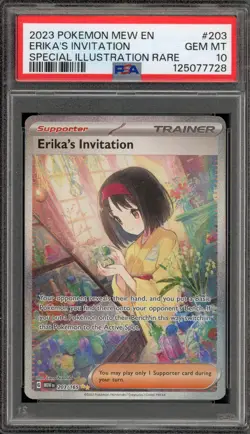 Pokemon Erika's Invitation 151 MEW EN Special Illustration Rare #203 PSA 10 - Image 1
