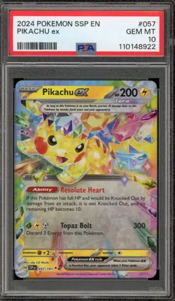 Pokemon Pikachu ex Surging Sparks Double Rare #057 PSA 10 Gem Mint - Image 1