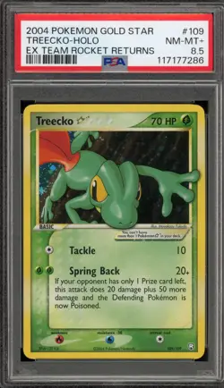 Pokemon Treecko Gold Star EX Team Rocket Returns Holo Ultra Rare #109 PSA 8.5 - Image 1