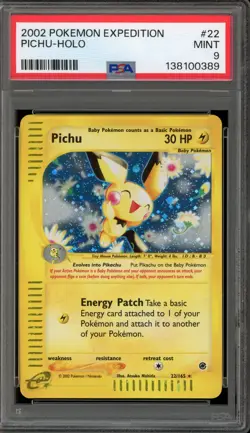 Pokemon Pichu Expedition Holo Rare #22 PSA 9 Mint - Image 1