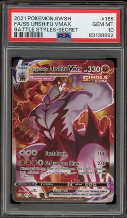 Pokemon Single Strike Urshifu VMAX Battle Styles Secret Rare #168 PSA 10 - Image 1