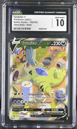 Pokemon Battle Styles - Tyranitar V 155/163 Alt Art CGC 10 Gem Mint - Image 1