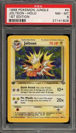 Pokemon Jolteon Jungle 1st Edition Holo Rare #4 PSA 8 - Image 1