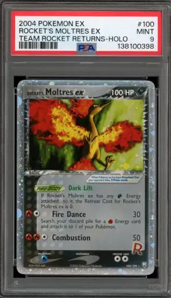 Pokemon Rocket's Moltres ex EX Team Rocket Returns Holo Ultra Rare #100 PSA 9 - Image 1