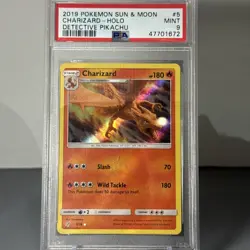 2019 POKEMON SUN & MOON DETECTIVE PIKACHU #5 CHARIZARD PSA 9 HOLO - Image 1