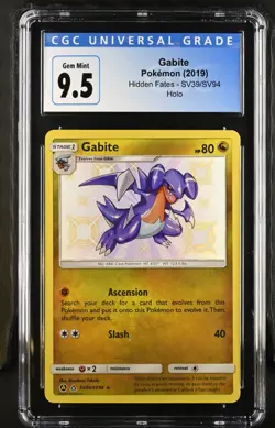CGC GEM MINT 9.5 Blue Label Pokemon Gabite SV39/SV94 Hidden Fates: Shiny Holo - Image 1