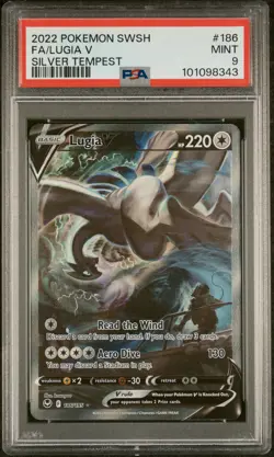 2022 Pokemon Silver Tempest Lugia V Full Art #186 MINT Sword & Shield PSA 9 - Image 1