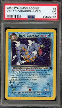 Pokemon Dark Gyarados Team Rocket Unlimited Holo Rare #8 PSA 7 - Image 1